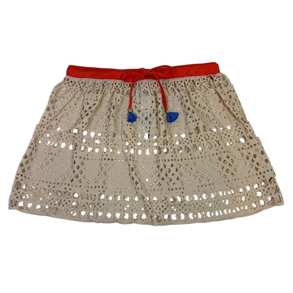 NWT Zingara Mesh Orange and Cream Swim Mini Skirt Size 4 KK0716